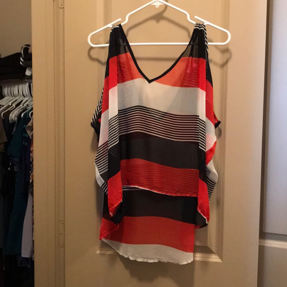 Flowy Red, White, & Blue Top